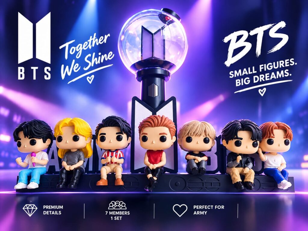 Expositor BTS 3D | Soporte para Funkos, Light Stick y Lapicero